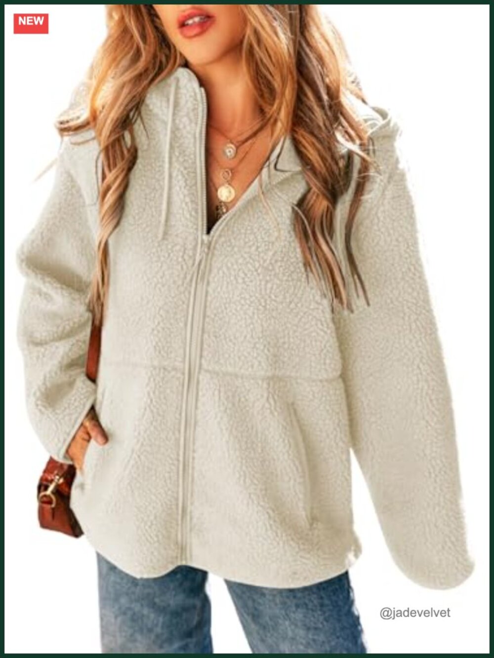 Women's Fleece Zip Up Sherpa Jacket Trendy Fuzzy Hooded Winter Coat